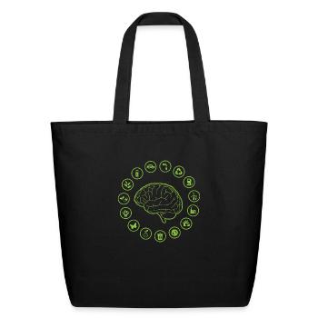 Human Brain Surrounded Of Ecology Icons Think - Eco-Friendly Cotton Tote - black - Front