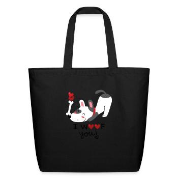 Dog With A Bone - Eco-Friendly Cotton Tote - black - Front