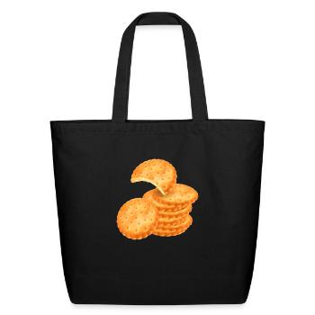 Stack of Round Crackers - Eco-Friendly Cotton Tote - black - Front