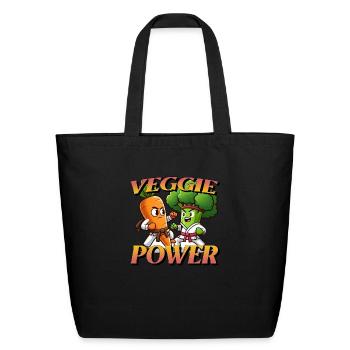 Cartoon Karate Carrot and Broccoli fighting - Eco-Friendly Cotton Tote - black - Front