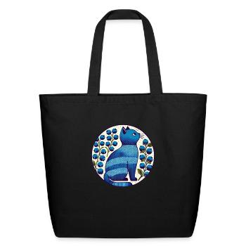 Blueberry Kitty Cat - Eco-Friendly Cotton Tote - black - Front