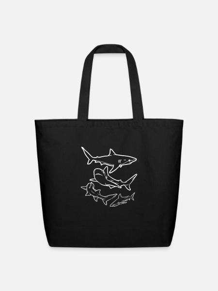Sharks - Eco-Friendly Cotton Tote - black