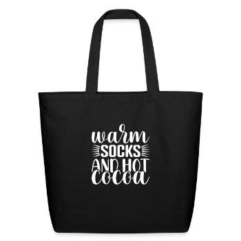 Warm Socks and Hot Cocoa - Eco-Friendly Cotton Tote - black - Front