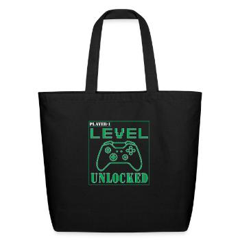 level unlocked - Eco-Friendly Cotton Tote - black - Front