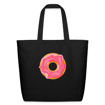 Donut With Pink Frosting And Sprinkles - Eco-Friendly Cotton Tote - black - Front