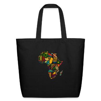 Africa Map - Kente Cloth Map - Eco-Friendly Cotton Tote - black - Front