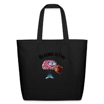 Reading Is Fun Brain Reading - Eco-Friendly Cotton Tote - black - Front