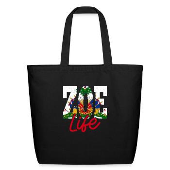 Haiti Flag Zoe Haitian Life Pride Vintage Haiti - Eco-Friendly Cotton Tote - black - Front
