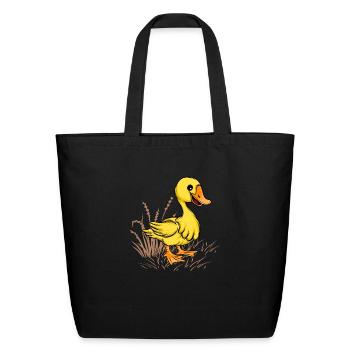 yellow duck - Eco-Friendly Cotton Tote - black - Front