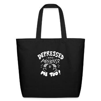 Depressed Anxious Doggo 2 - Eco-Friendly Cotton Tote - black - Front