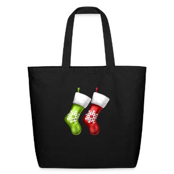 Socks On Fireplace Stockings On Chimney Christmas - Eco-Friendly Cotton Tote - black - Front