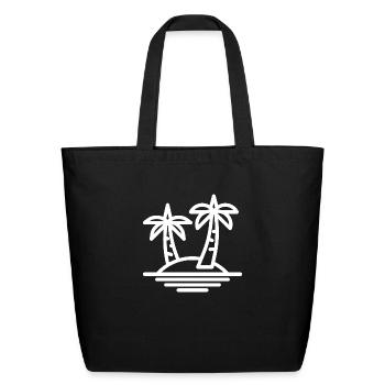 Island With Palms - Eco-Friendly Cotton Tote - black - Front