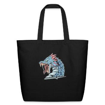 Dragon Blue Bookworm Fantasy Nerd Fantasy - Eco-Friendly Cotton Tote - black - Front