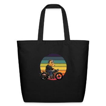 Toy Bear On Motorcycle - Eco-Friendly Cotton Tote - black - Front