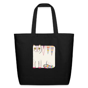White Loaf Cat - Eco-Friendly Cotton Tote - black - Front