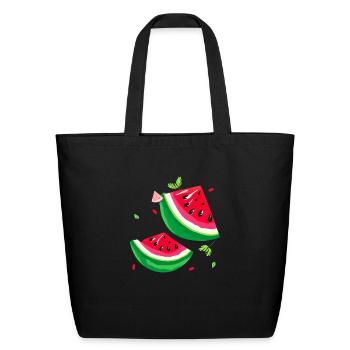 Watermelon Slices Design - Eco-Friendly Cotton Tote - black - Front