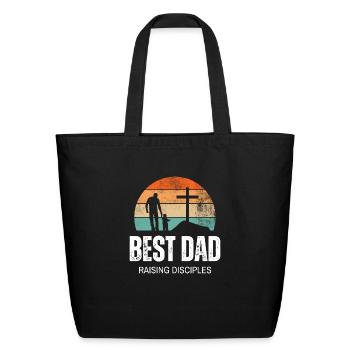 Best Dad Raising Disciples Vintage Christian - Eco-Friendly Cotton Tote - black - Front