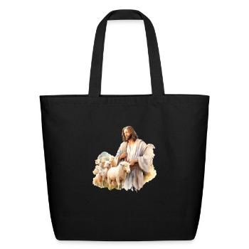 Lord Jesus Church Sheep Peace - Eco-Friendly Cotton Tote - black - Front