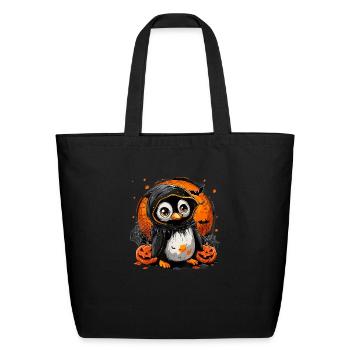 Witchcraft Penguin Pumpkin Spider Web Bats Hallowe - Eco-Friendly Cotton Tote - black - Front