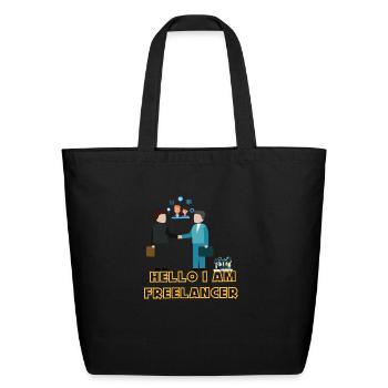 Hello I am freelancer - Eco-Friendly Cotton Tote - black - Front