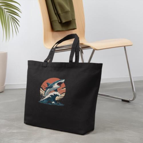 Fierce Shark Breaking Through Waves - Eco-Friendly Cotton Tote