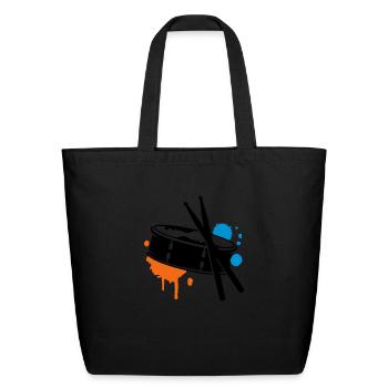 colorful drum graffiti with drumsticks - Eco-Friendly Cotton Tote - black - Front