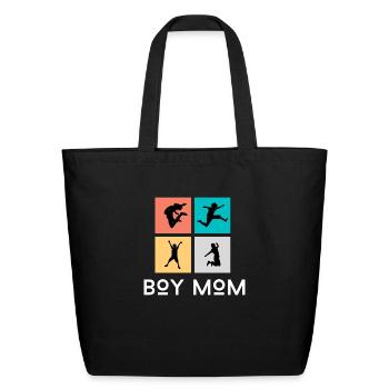 BOY MOM - Eco-Friendly Cotton Tote - black - Front