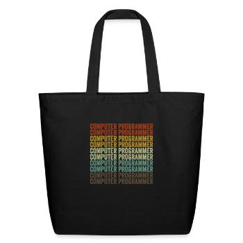 Computer Programmer Retro - Eco-Friendly Cotton Tote - black - Front