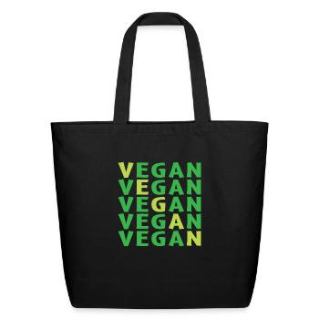 Vegan Vegetarian Plant Based - Eco-Friendly Cotton Tote - black - Front
