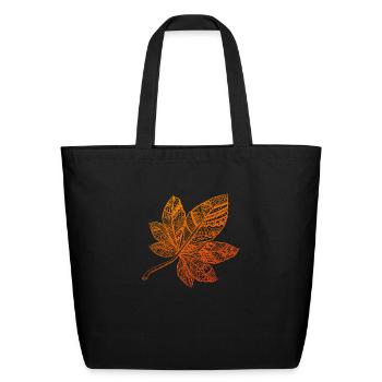ornamental autumn leaf - Eco-Friendly Cotton Tote - black - Front