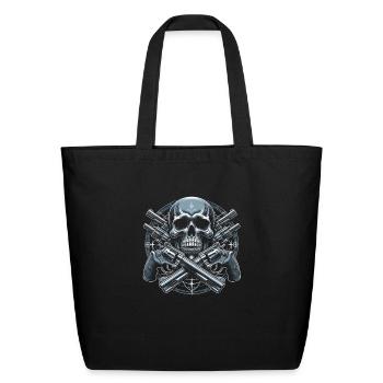 Steel Resolve: Skull Encircled by Revolvers - Eco-Friendly Cotton Tote - black - Front