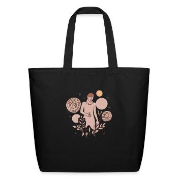 Tribal Guardian of Earth Abstract Design - Eco-Friendly Cotton Tote - black - Front
