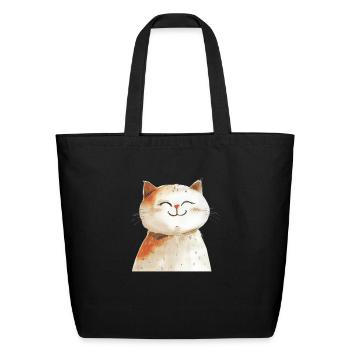 Funny Cat - Eco-Friendly Cotton Tote - black - Front
