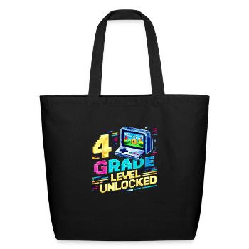 Retro 4 Grade Level Unlocked Gamer First Day Of Sc - Eco-Friendly Cotton Tote - black - Front
