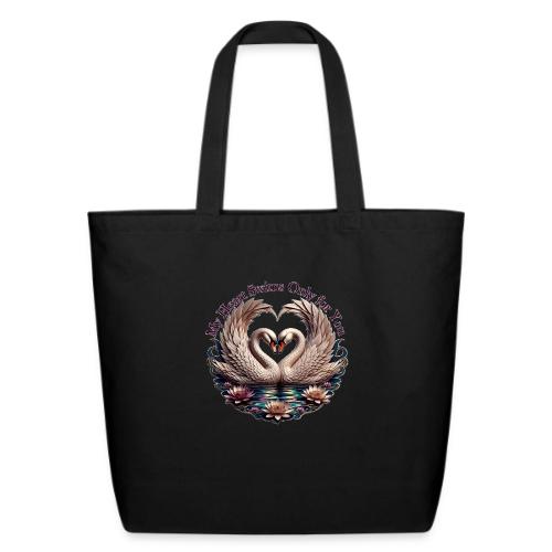 My Heart Swims Only for You Swan Heart T-Shirt - Eco-Friendly Cotton Tote