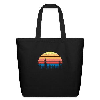 Retro Vintage Pine Trees - Eco-Friendly Cotton Tote - black - Front