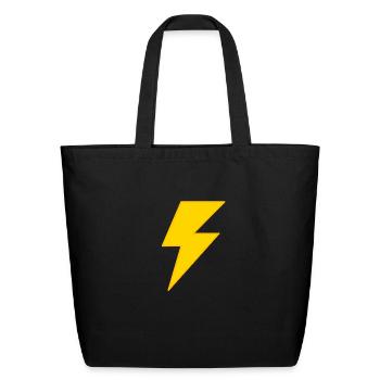 yellow lightning bolt - Eco-Friendly Cotton Tote - black - Front