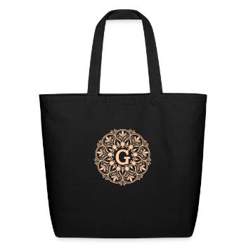 Mandala with letter G - Eco-Friendly Cotton Tote - black - Front