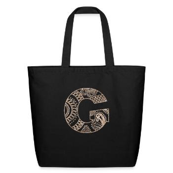 Flora Mandala Monogram G| Mandala Monogram G - Eco-Friendly Cotton Tote - black - Front