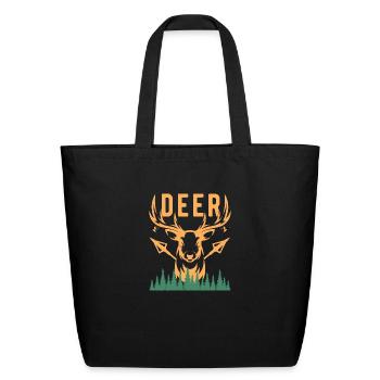 Deer forest tshirt - Eco-Friendly Cotton Tote - black - Front