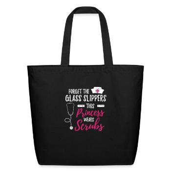 Medical Nursery Hospital Healthcare Stethoscope - Eco-Friendly Cotton Tote - black - Front