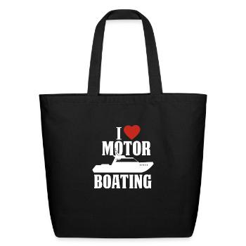 Motor Boating Shirt I Love Motor Boating Funny - Eco-Friendly Cotton Tote - black - Front