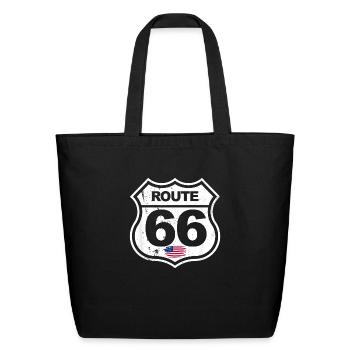 Vintage Route 66 retro style - Eco-Friendly Cotton Tote - black - Front