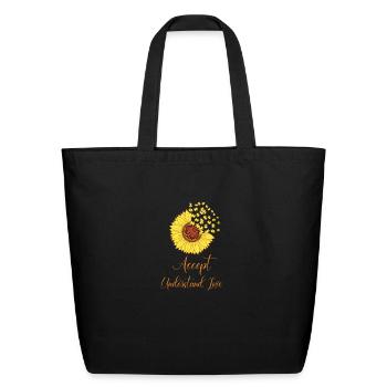 Autism Sunflower puzzle Cricut t- Shirt - Eco-Friendly Cotton Tote - black - Front