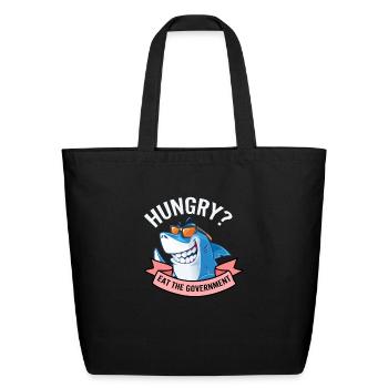 Hungry Eat The Government Shark Funny - Eco-Friendly Cotton Tote - black - Front