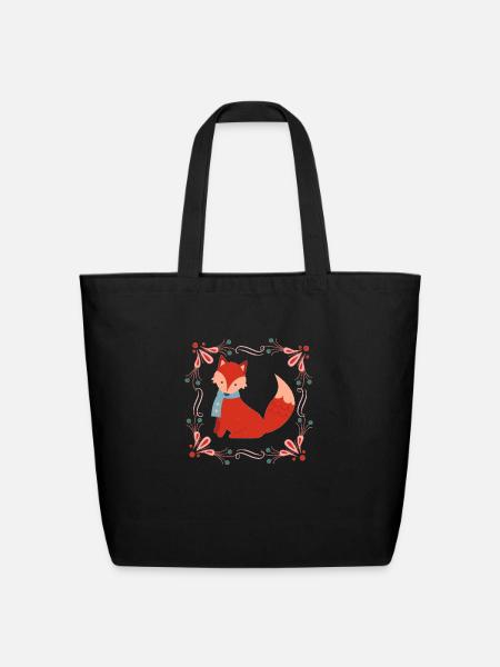 CUTE FOXY - Eco-Friendly Cotton Tote - black