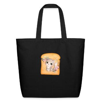 Cat Flower Toast, Funny Cat - Eco-Friendly Cotton Tote - black - Front