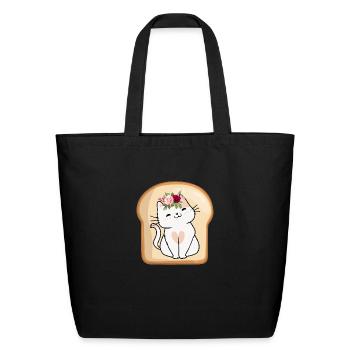 Cat Flower Toast, Funny Cat - Eco-Friendly Cotton Tote - black - Front