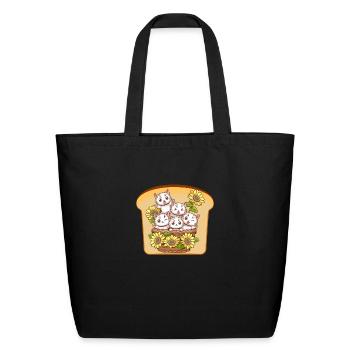 Cat Flower Toast, Funny Cat - Eco-Friendly Cotton Tote - black - Front