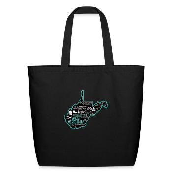 Cute map of West Virginia Charleston Lewisburg - Eco-Friendly Cotton Tote - black - Front